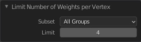 An example image of the limit number of weights per vertex dropdown menu that is expanded.