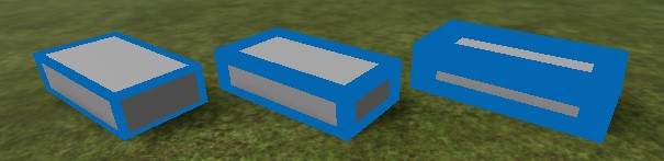 Three SelectionBoxes with LineThickness values of 0.075, 0.15 (default) and 0.3