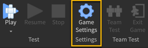 An example image of the menu bar with the Game Settings icon highlighted.