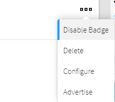 A dropdown with an option to disable the badge