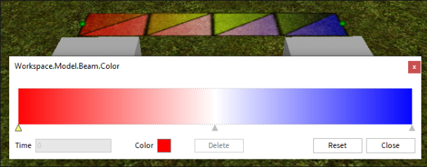 A Beam colorized from red to blue using a color gradient