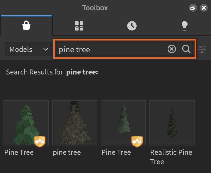 The search bar highlighted in the Creator Marketplace.