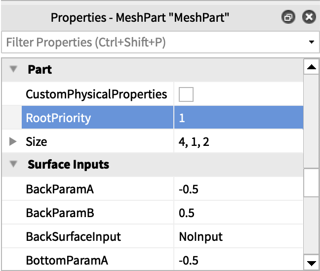 RootPriority in Properties window