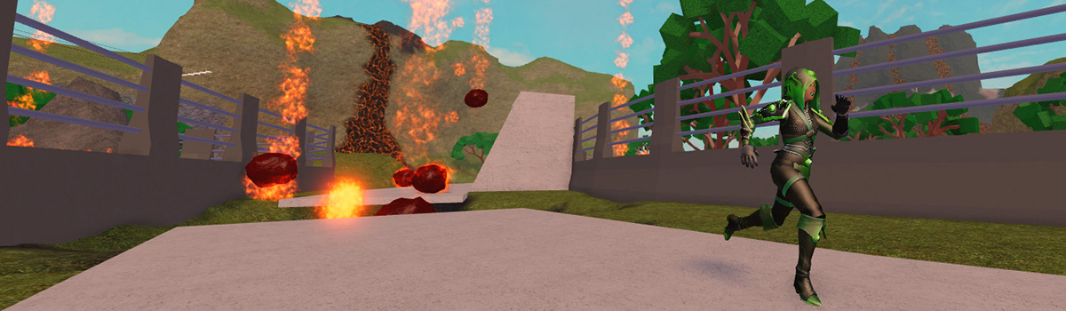 Lesson banner Person running away from falling fiery rocks