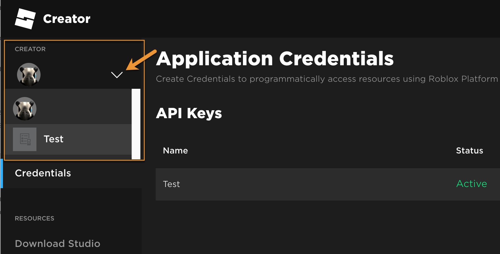 An example image of the Group dropdown menu