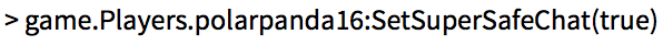 Command prompt example enabling SuperSafeChat.